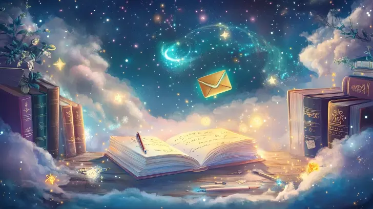 Ilustración representando una newsletter para autoras de cuentos infantiles y novelas
