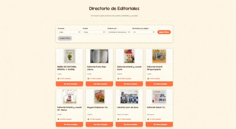 Directorio de editoriales de cuentos infantiles y novelas