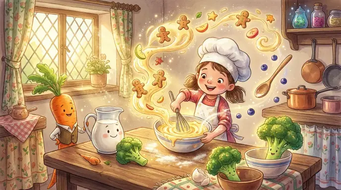ilustración IA para libro de cocina infantil